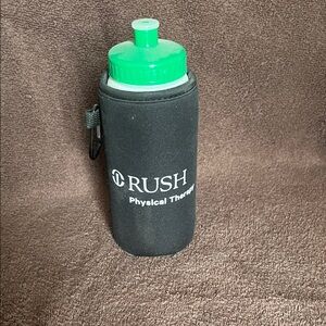 RUSH Physical Therapy Black and Green Water Bottle